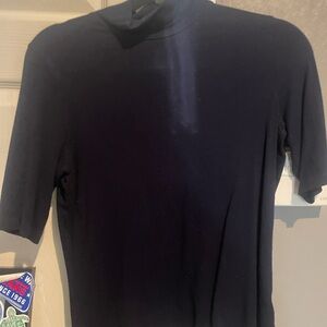 Women's Navy Blue Mock neck Shirt